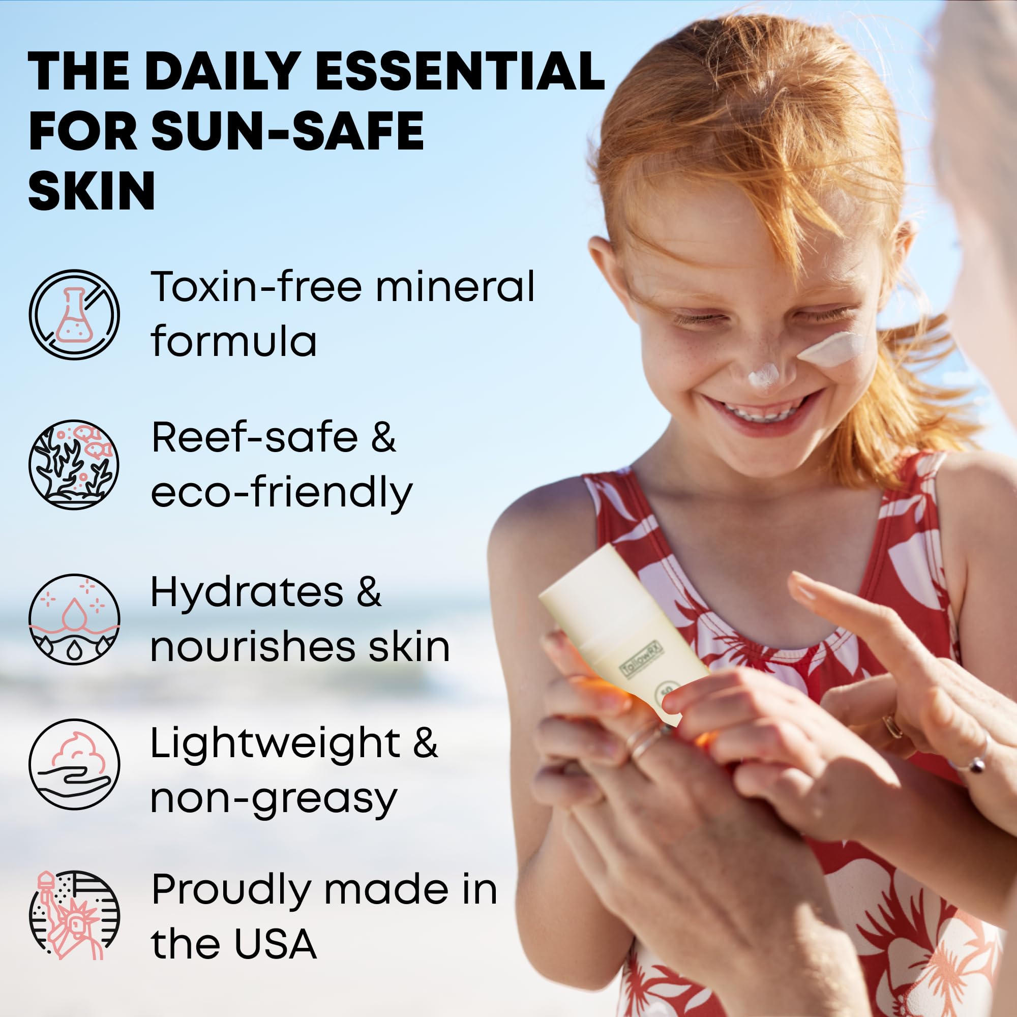 Bouteille TallowRX creme solaire minérale SPF50 format pratique