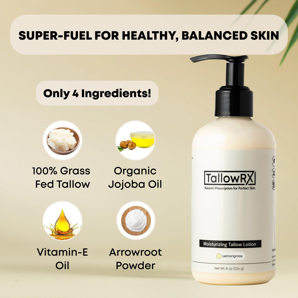 TALLOWRX texture de lotion : absorption rapide pour une peau légère.