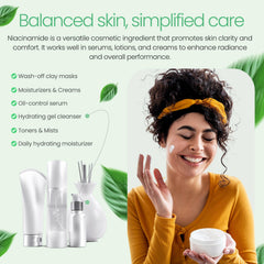 Bouteille sérum Niacinamide de Talsen Chemicals, usage facile en routine soin.