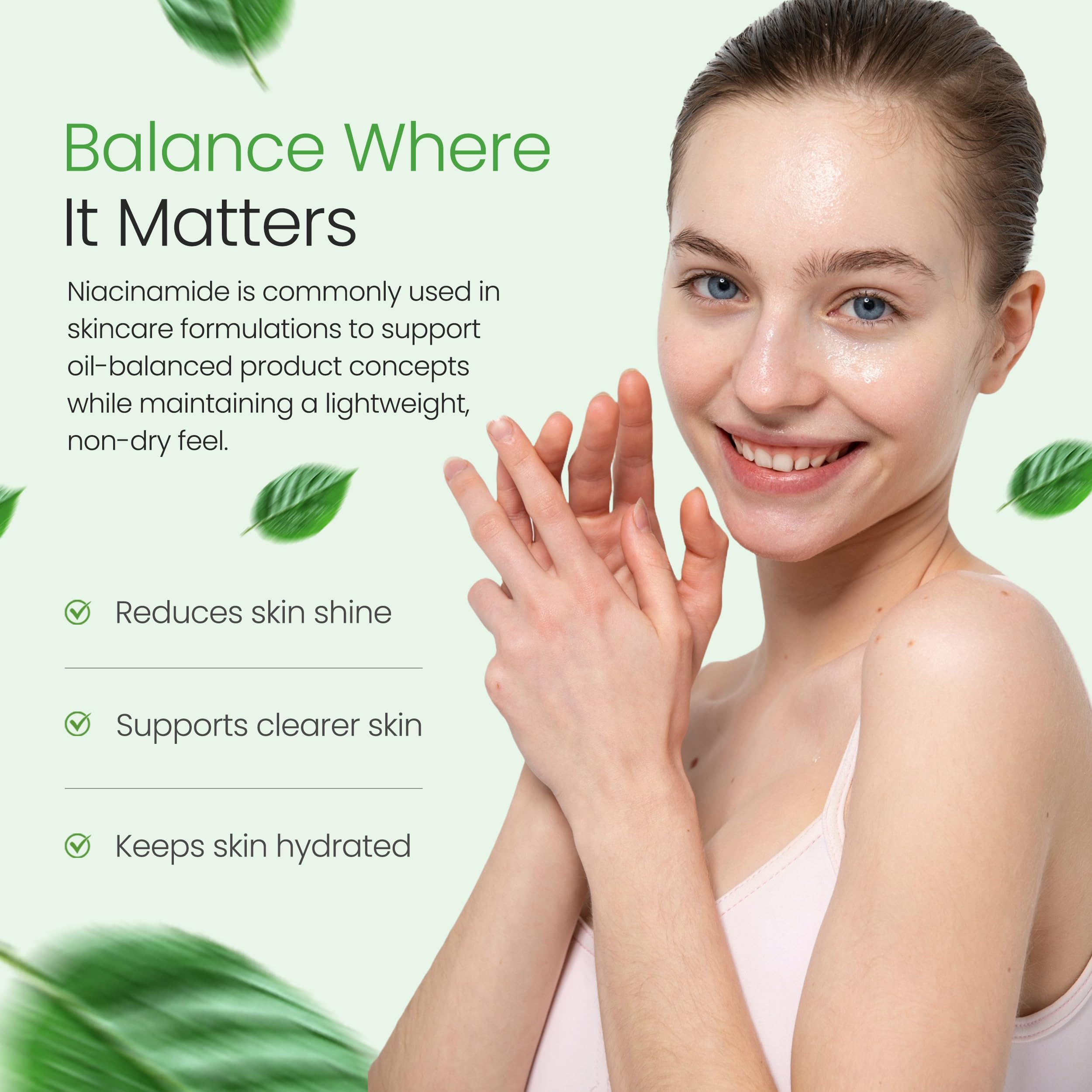 Crème de base Niacinamide prête à personnaliser, douceur et confort pour la peau.