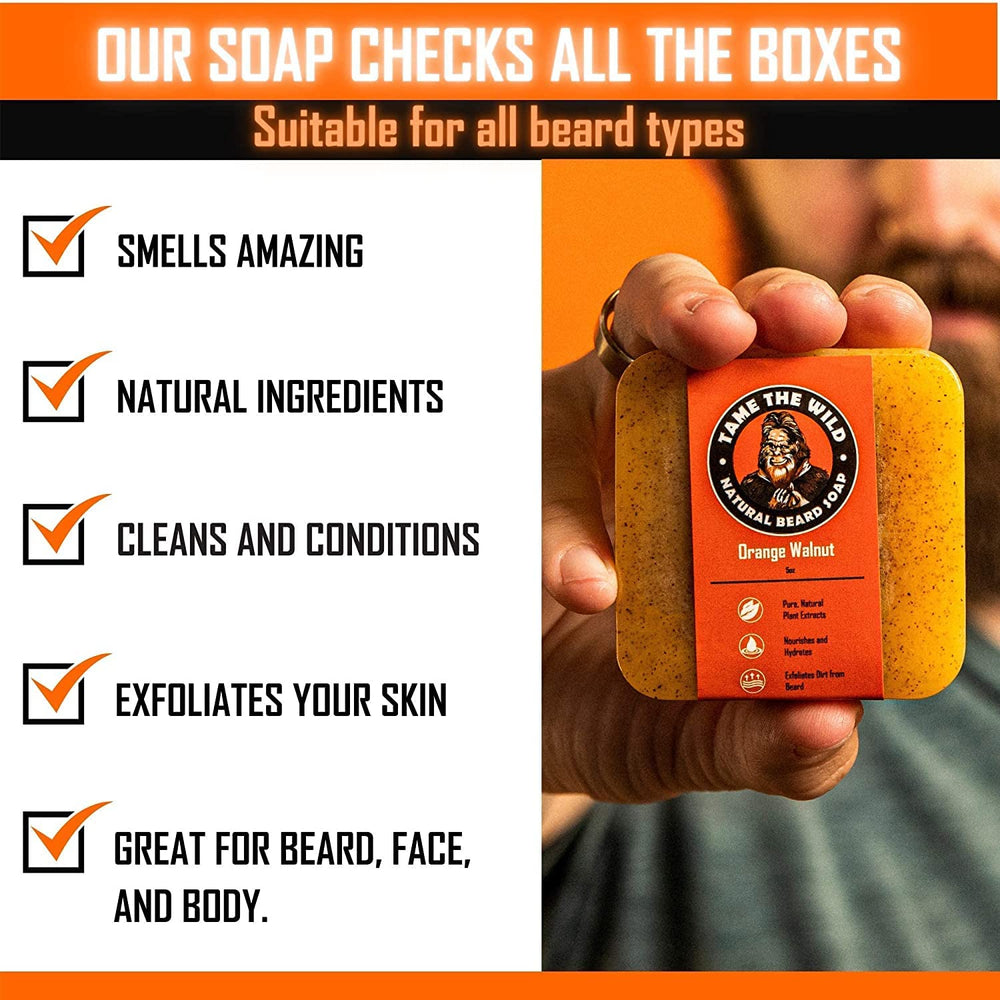 Grains de noix exfoliants pour barbe TAME THE WILD.