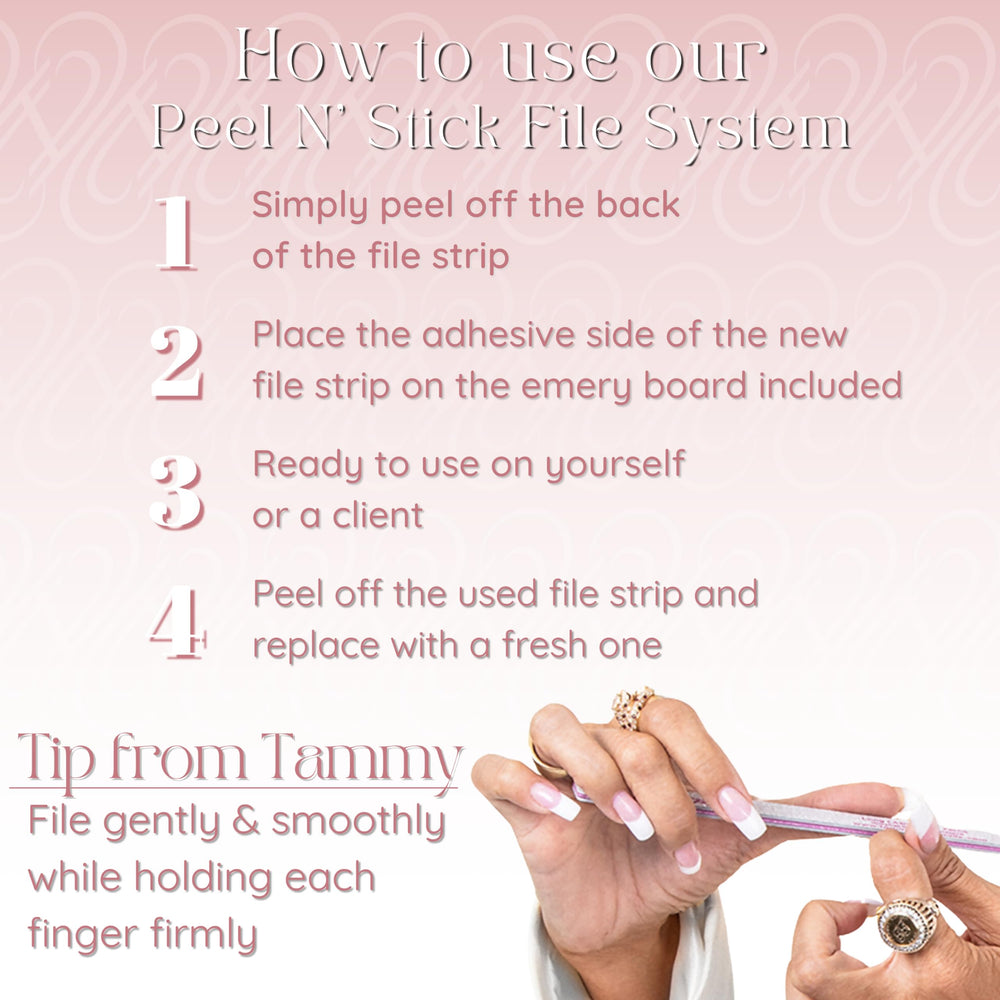 Tammy Taylor lime-ongles 100/180 grain montrant le double grain.
