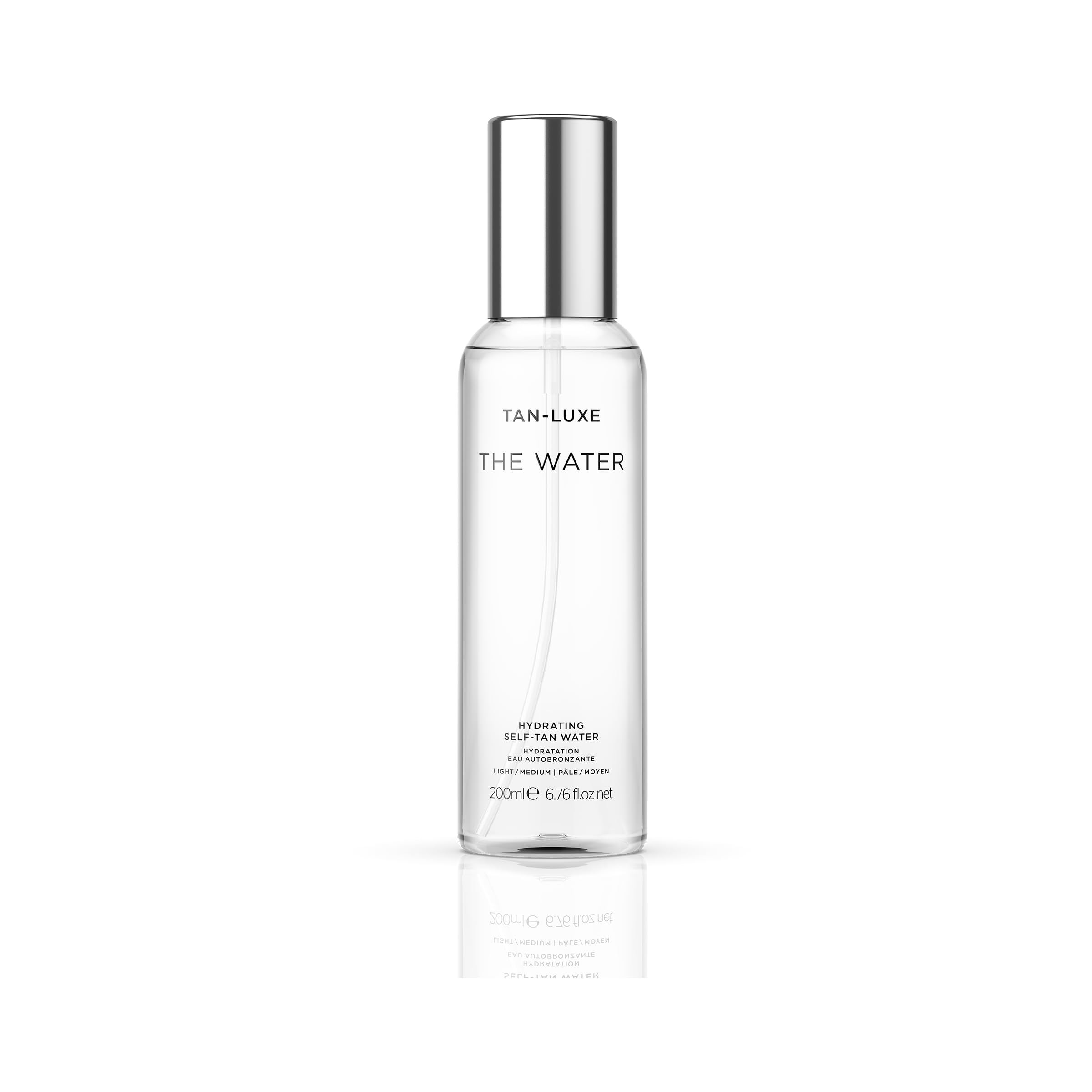 Tan-Luxe Express Water – flacon vaporisateur clair pour hydratation et couleur naturelle