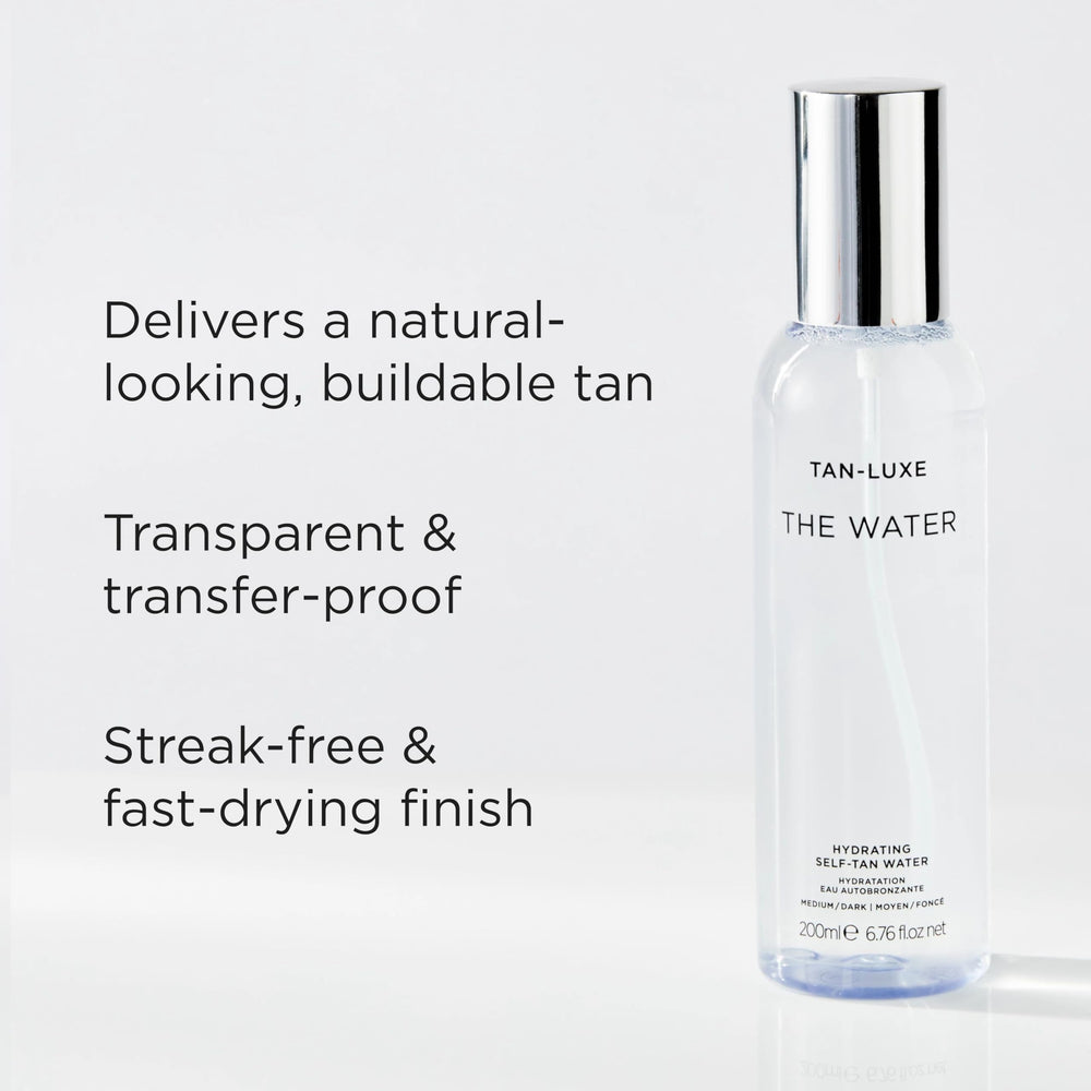 Tan-Luxe Express Water – vaporisation ultra-fin pour application précise sans trace