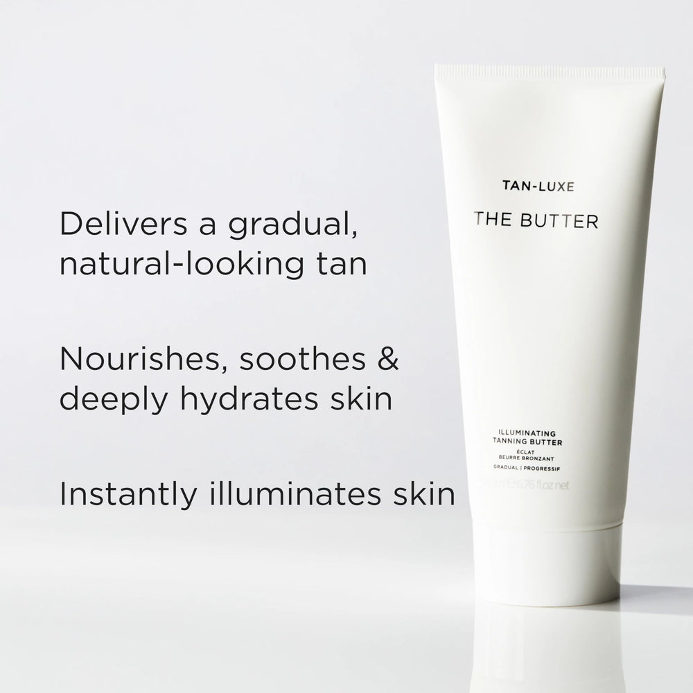 Tan-Luxe The Butter – texture crème lissante offre douceur et éclat naturel.