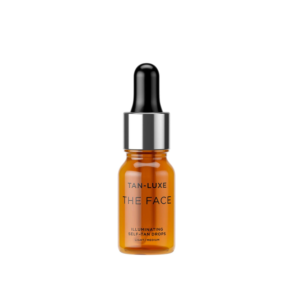 Tan-Luxe Le Visage—bouteille lumineuse pour un éclat naturel et uniforme.