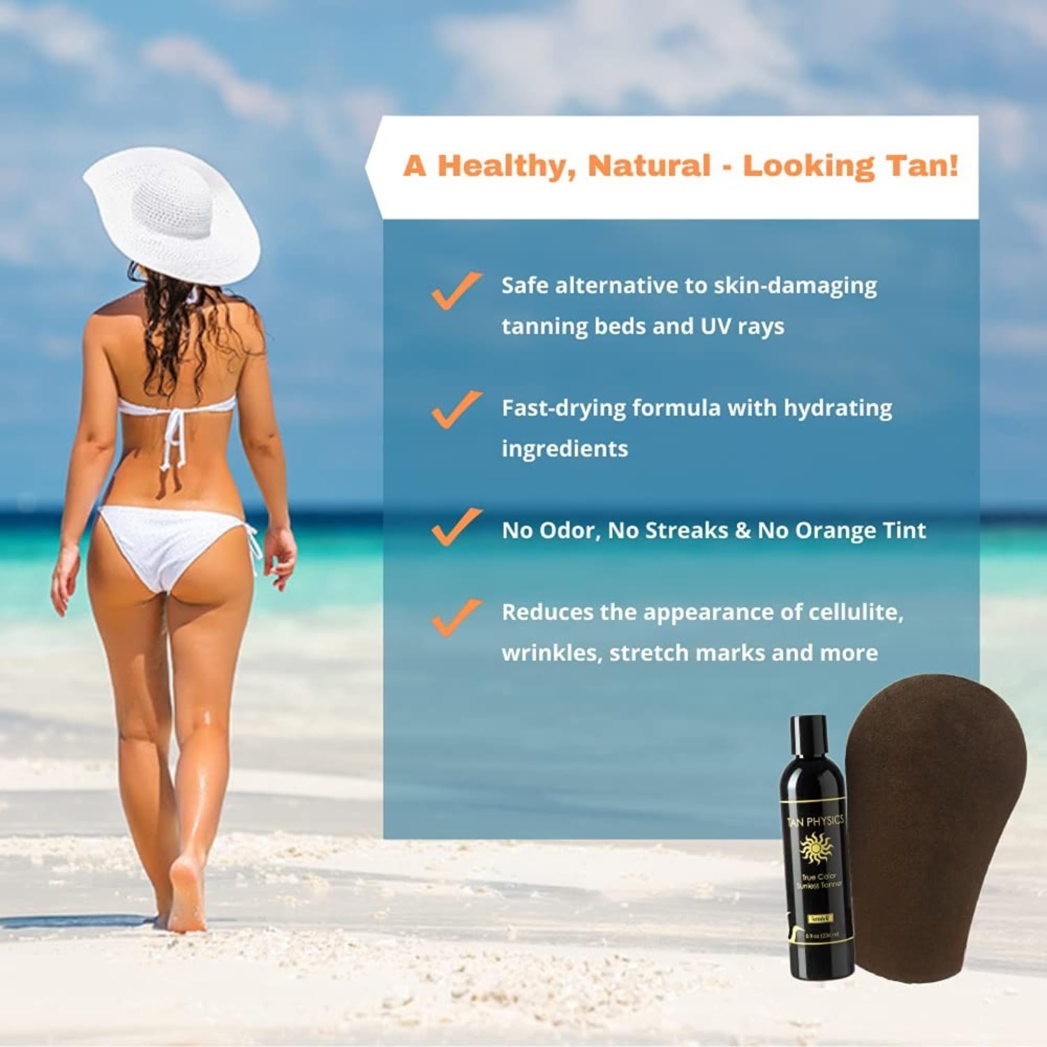 Gant exfoliant Tan Physics pour préparer la peau et éviter les traces.