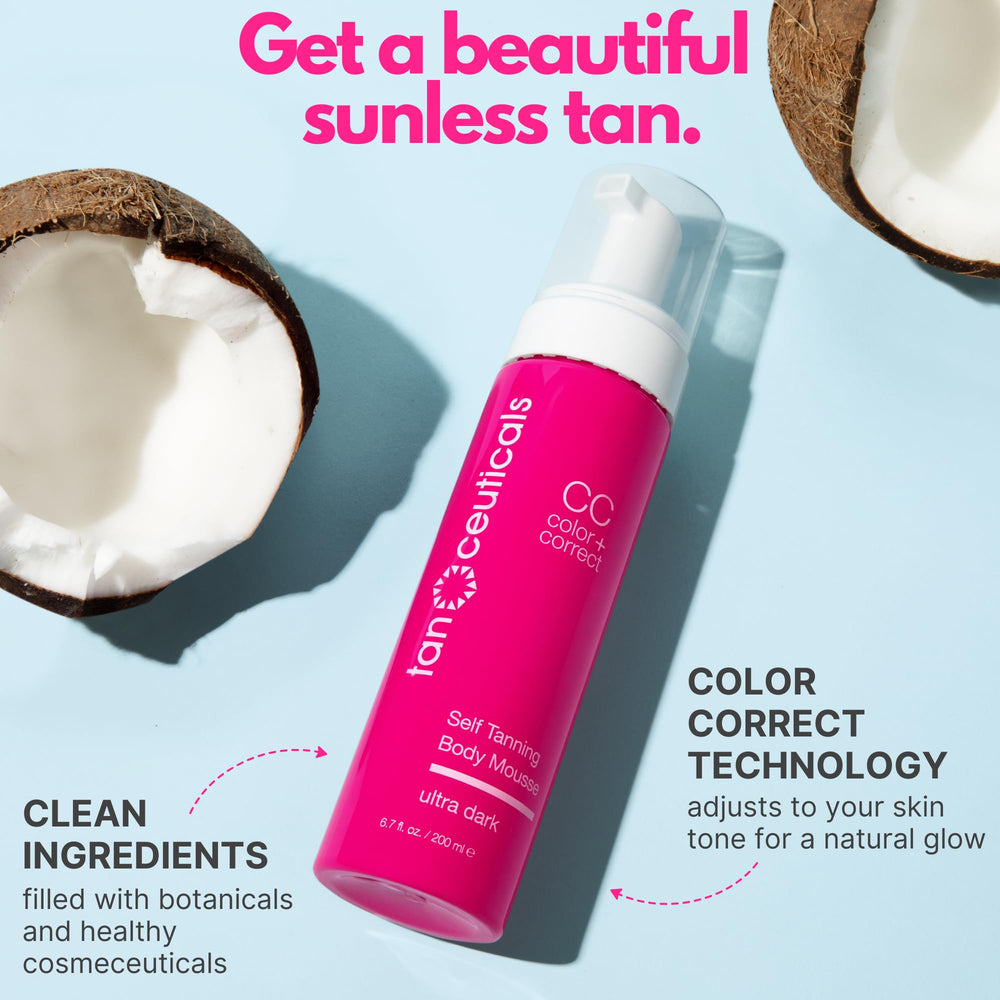 Application facile du bronzant Tanceuticals, sans traces sur la peau.