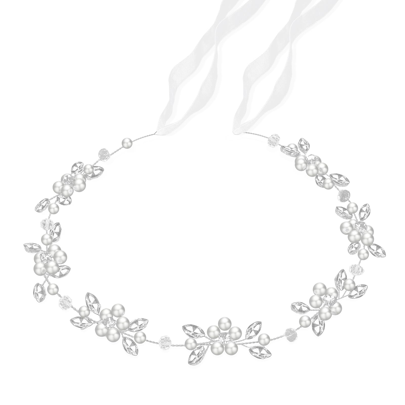 Tanfeine serre-tête fille avec fleurs-perles scintillantes pour mariage et fête