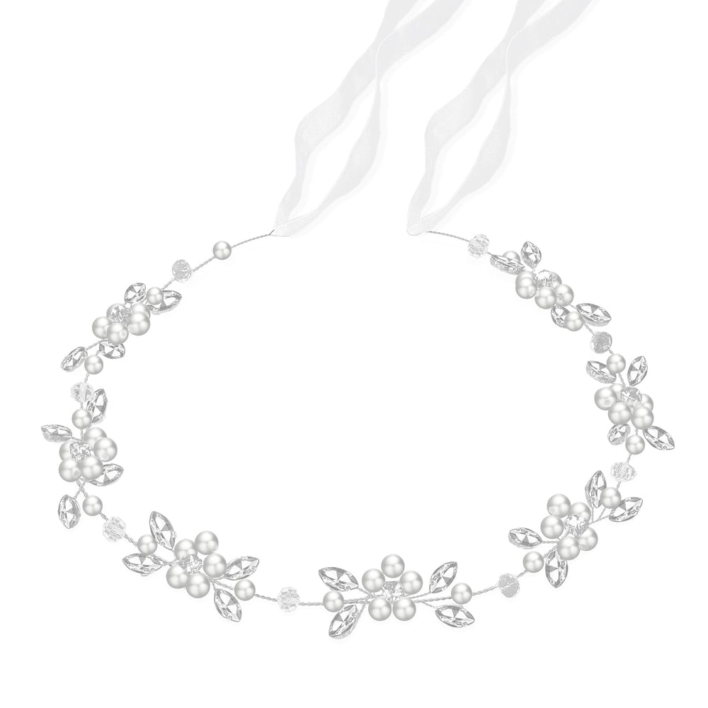 Tanfeine serre-tête fille avec fleurs-perles scintillantes pour mariage et fête