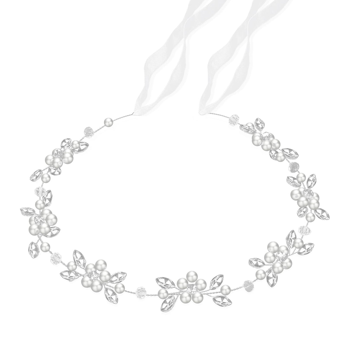 Tanfeine serre-tête fille avec fleurs-perles scintillantes pour mariage et fête