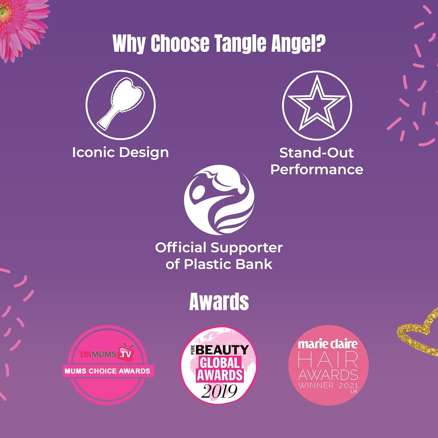 Brosse Tangle Angel idéale pour cheveux lisses.