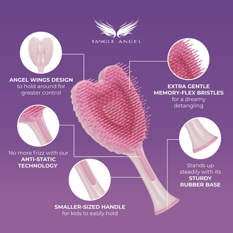 Brosse anti-statique Tangle Angel Cherub pour cheveux sans frisottis.
