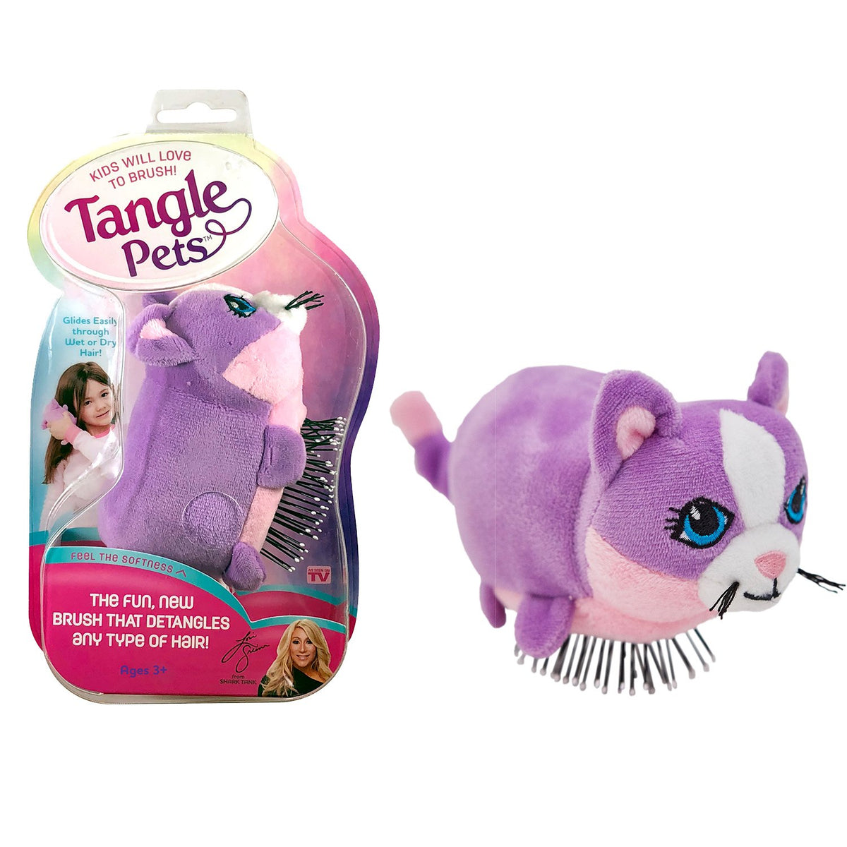 Cupcake le chat et sa brosse démêlante, douceur et efficacité visibles.