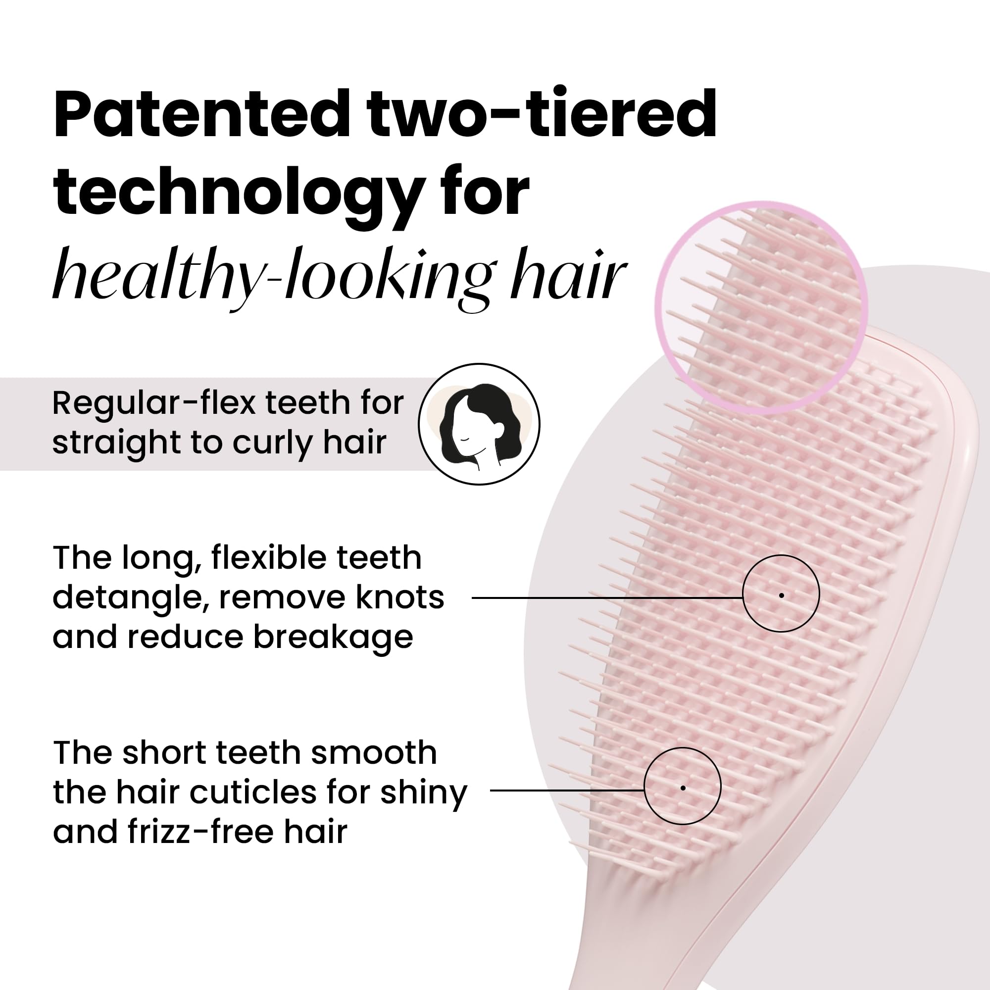 Tangle Teezer, brosse démêlante couleur Marshmallow Pink en main, usage quotidien pratique.