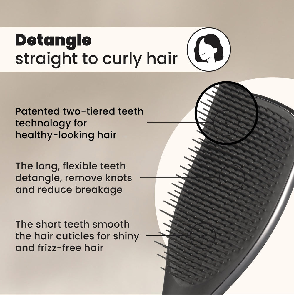 Tangle Teezer Chrome montre la brillance et la prise en main.