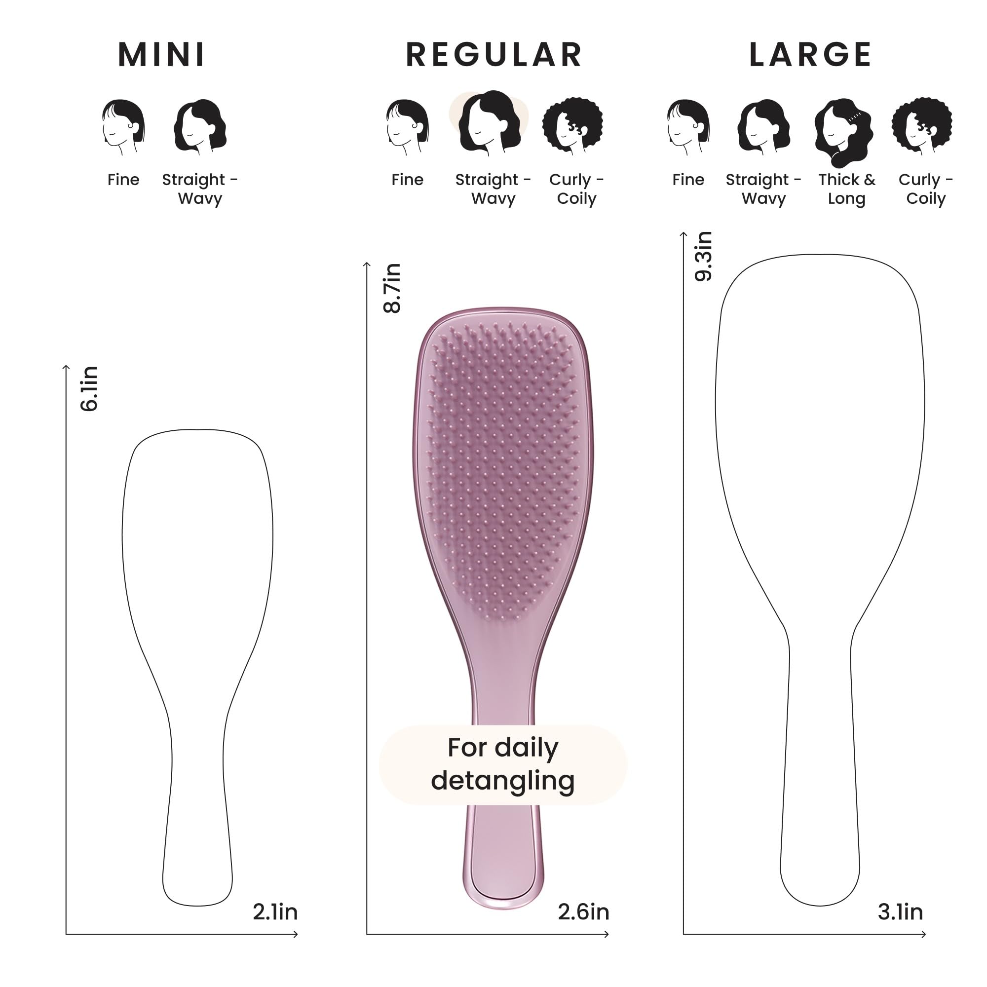 Tangle Teezer Chrome, dents longues et courtes démêlant sans traction.