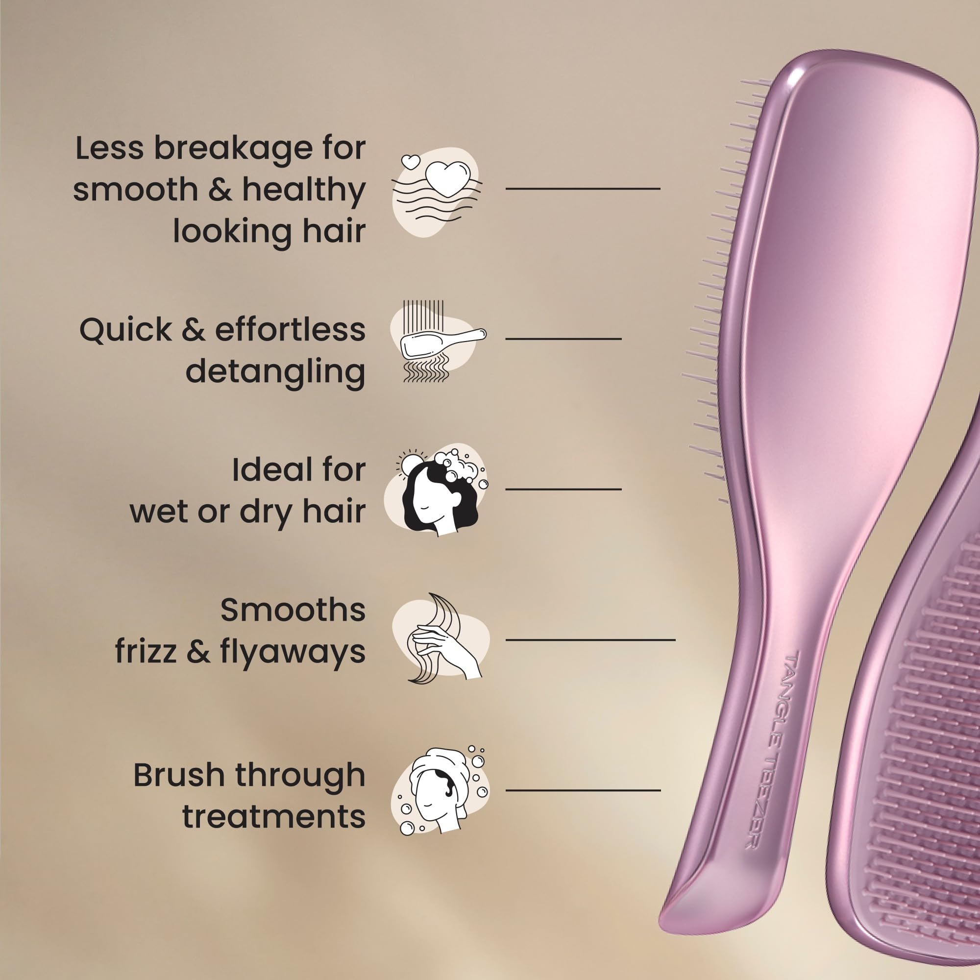 Tangle Teezer Chrome, adapté à tous les types de cheveux: raides, ondulés, bouclés.