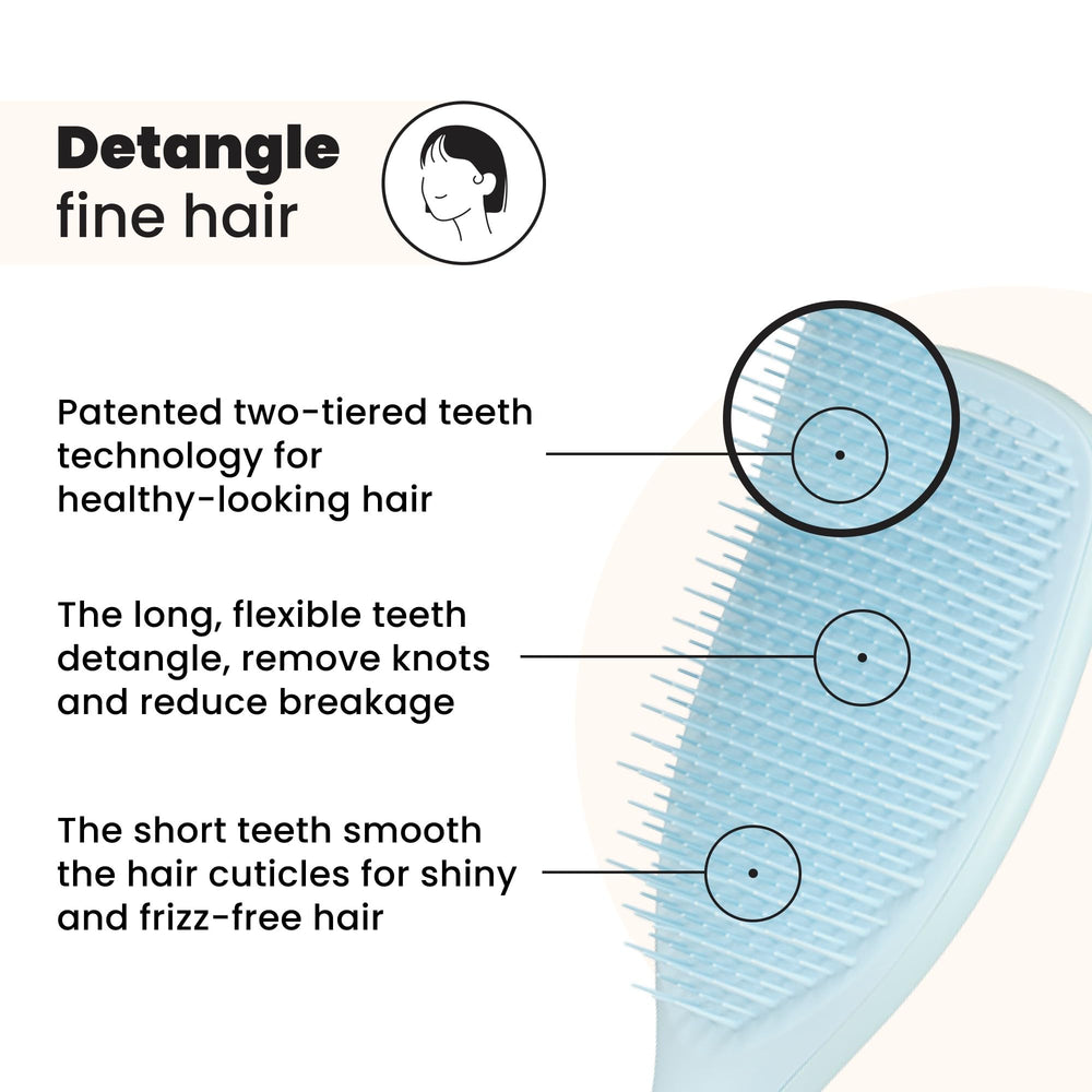 Tangle Teezer avec dents à deux niveaux pour démêler et lisser sans tirer.