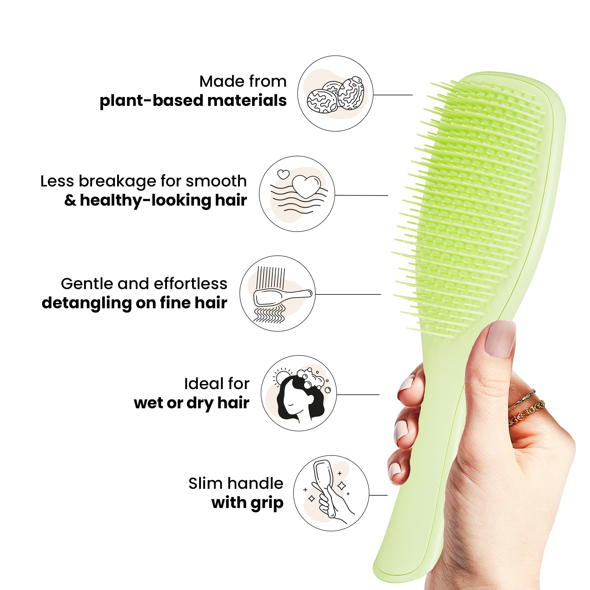 Dents douces Tangle Teezer démêlent cheveux mouillés ou secs sans tiraillement.