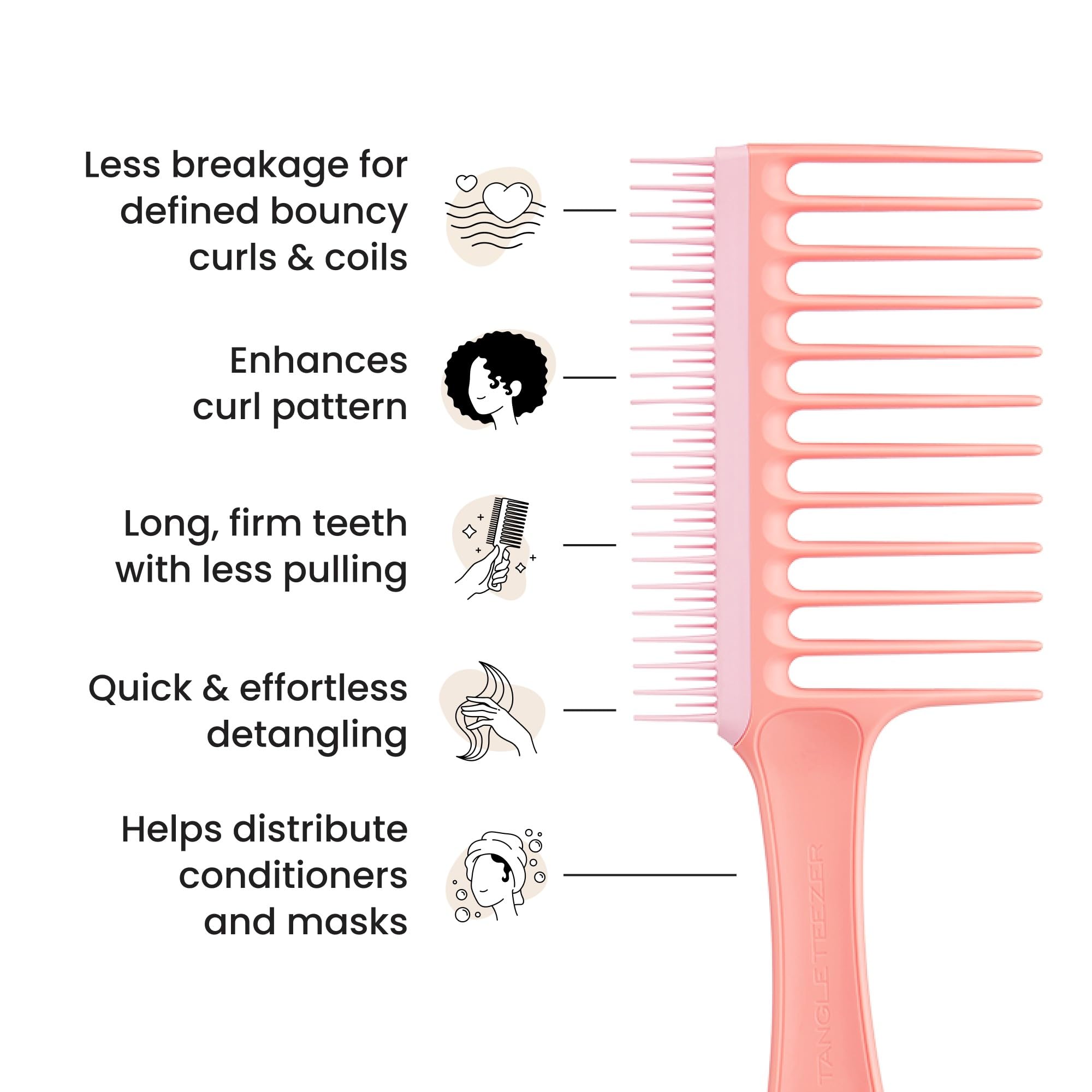 Tangle Teezer, dents longues et pointe arrondie, glisse en douceur.