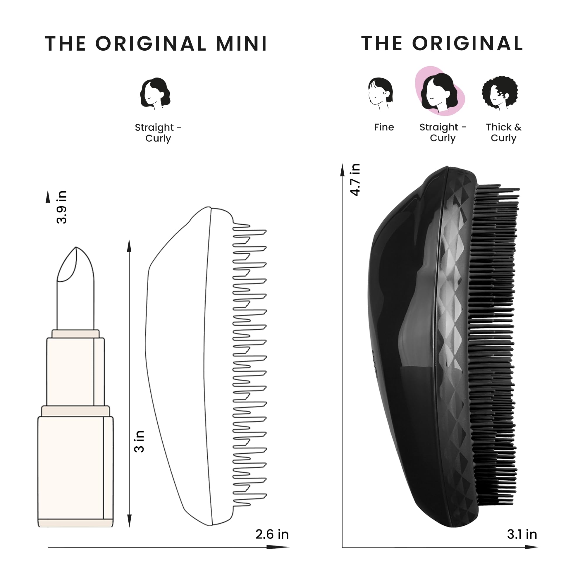 Cheveux secs démêlés sans effort avec le Tangle Teezer Panther Black