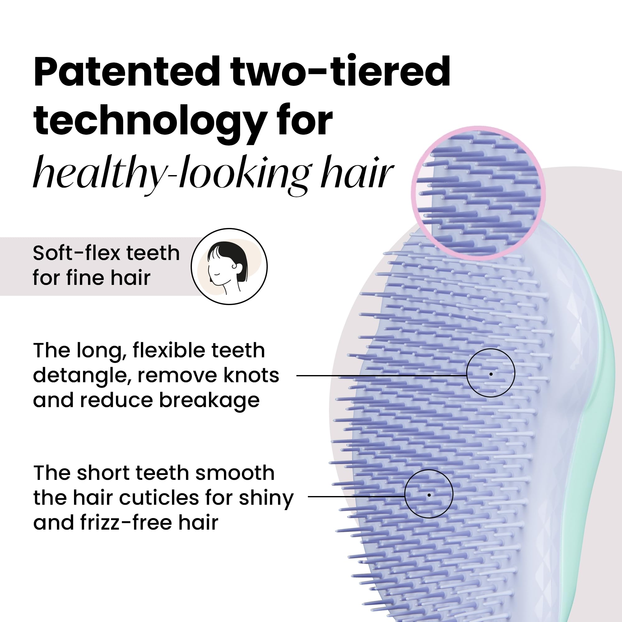 Tangle Teezer Original Detangler, dents Soft-Flex pour cheveux fragiles et délicats.