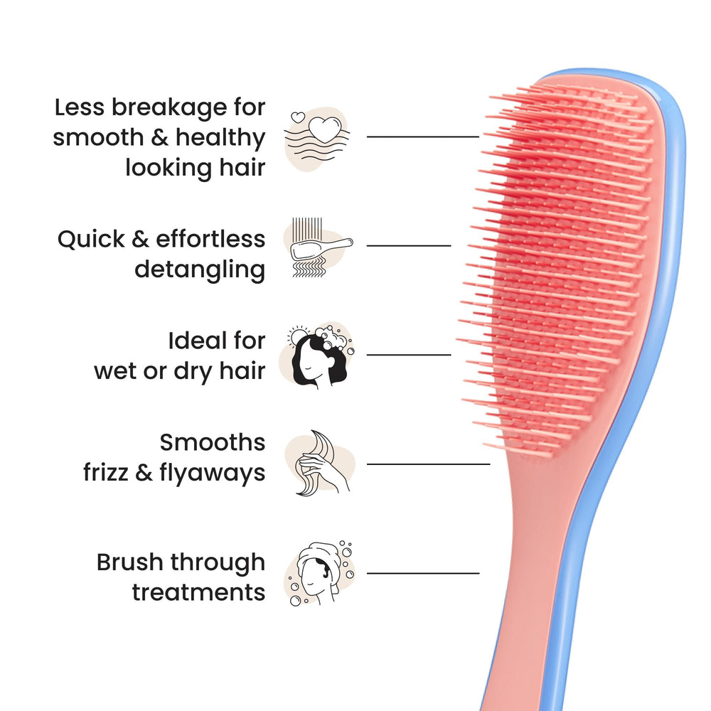 Dents longues et courtes démêlent et lissent les cheveux avec la Tangle Teezer.