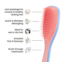 Dents longues et courtes démêlent et lissent les cheveux avec la Tangle Teezer.