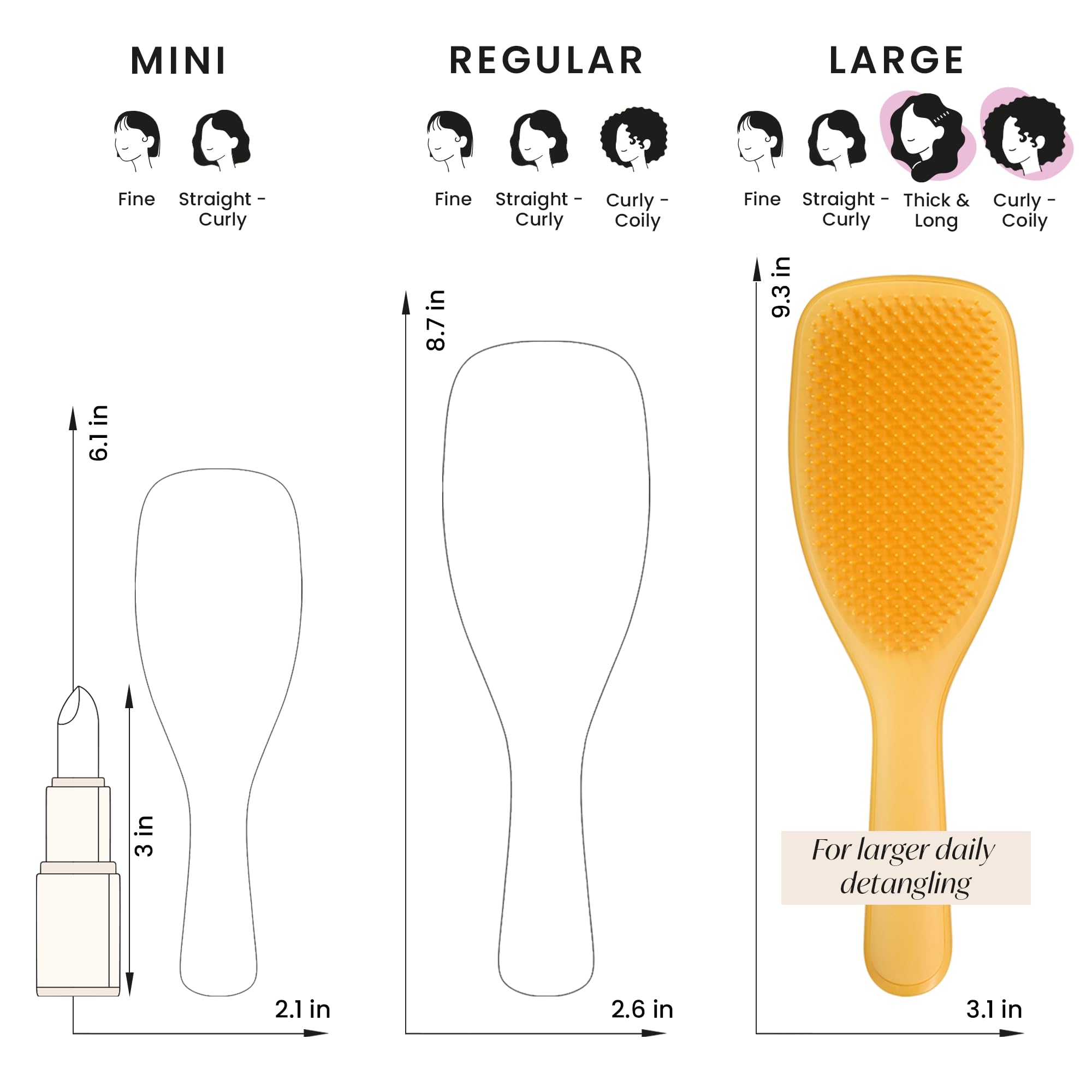 Tangle Teezer Ultimate Detangler montre une répartition homogène des traitements capillaires.