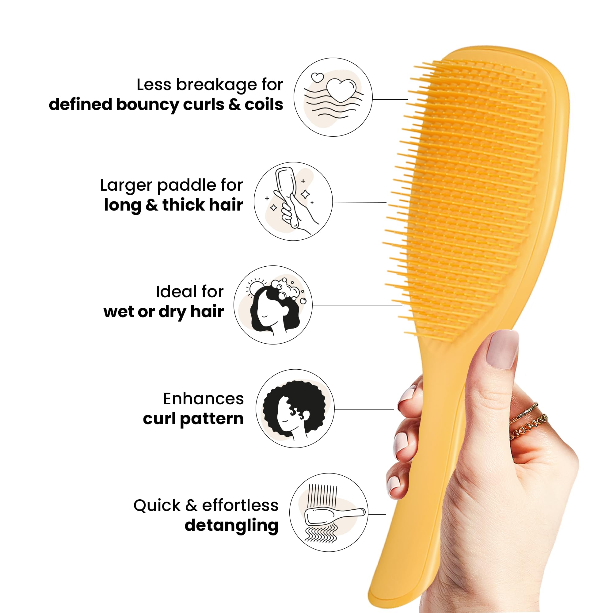 Tangle Teezer Ultimate Detangler dents courtes et action anti-frisottis sur nœuds.