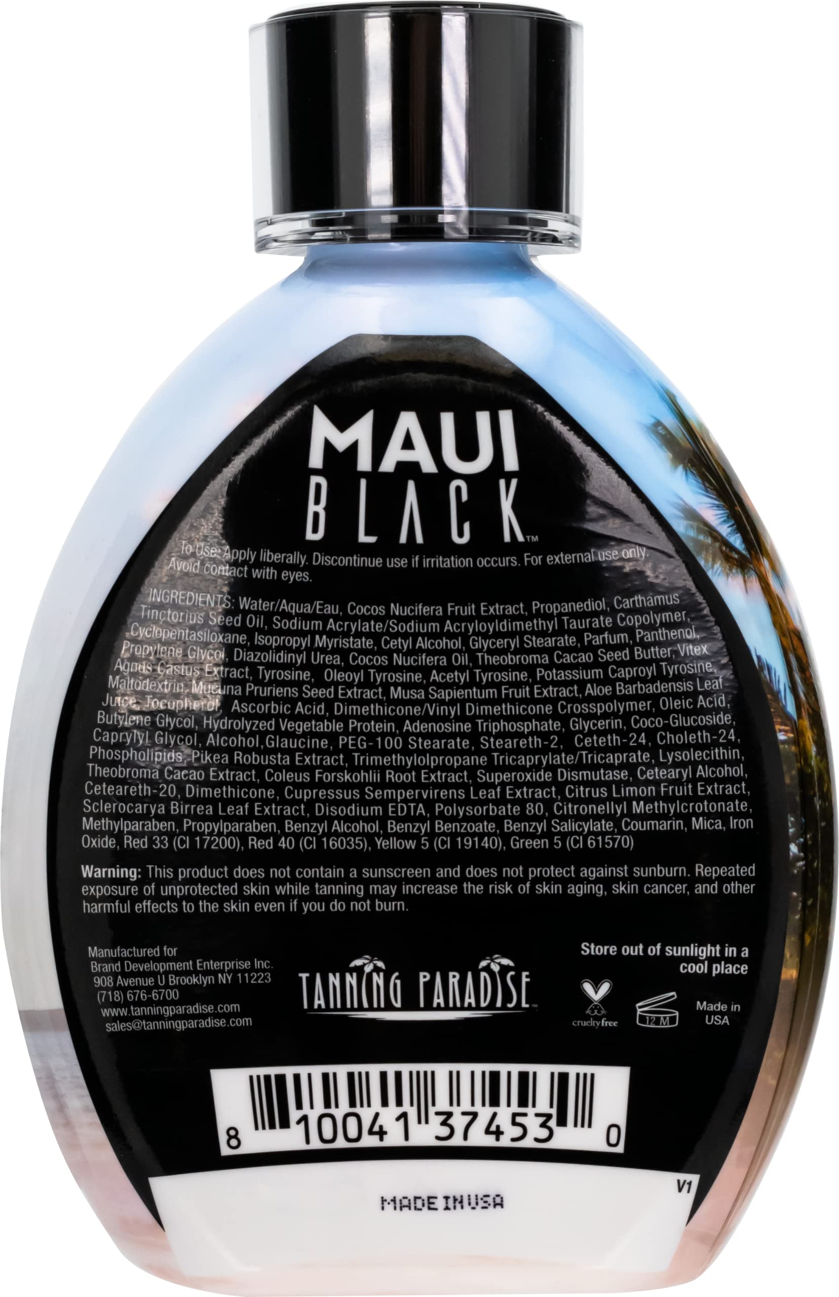 Tanning Paradise Maui: hydratation intense grâce à l huile de coco et aloe vera, peau douce.