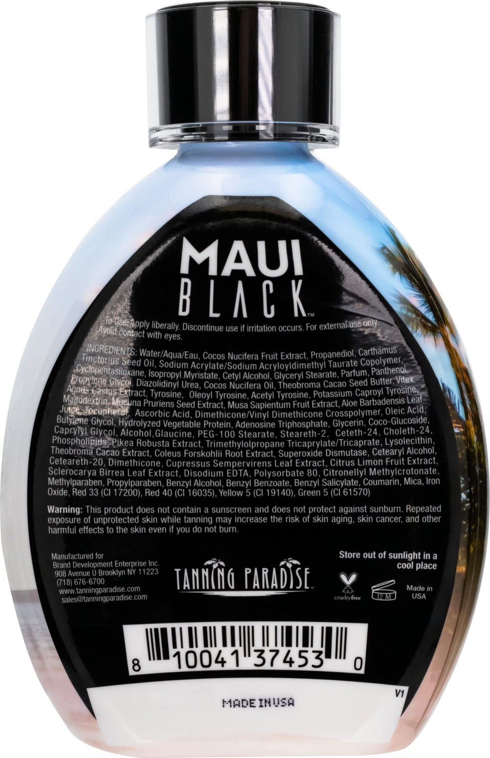 Tanning Paradise Maui: hydratation intense grâce à l huile de coco et aloe vera, peau douce.