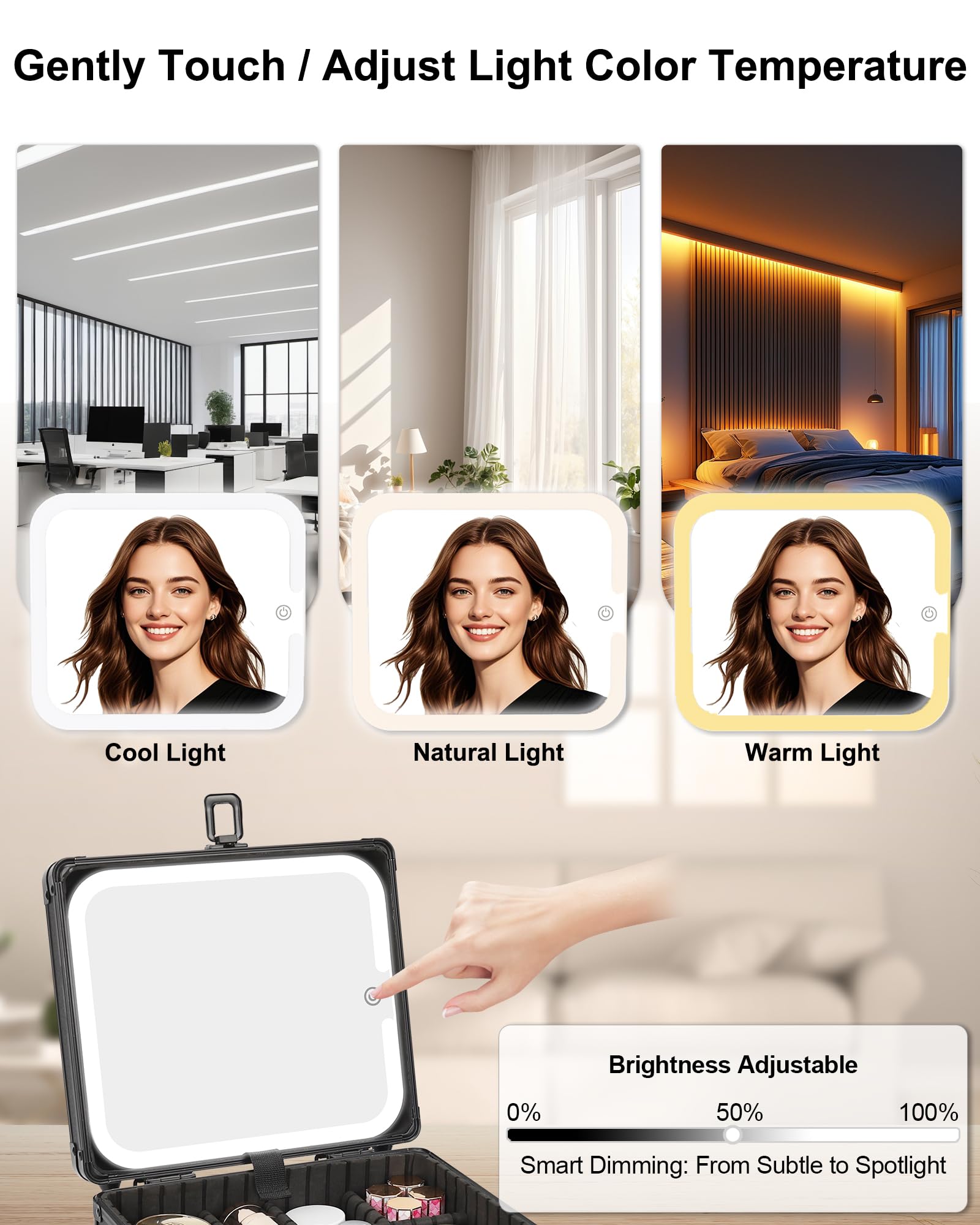 TANTO coffret maquillage avec séparations reglables, rangement optimisé