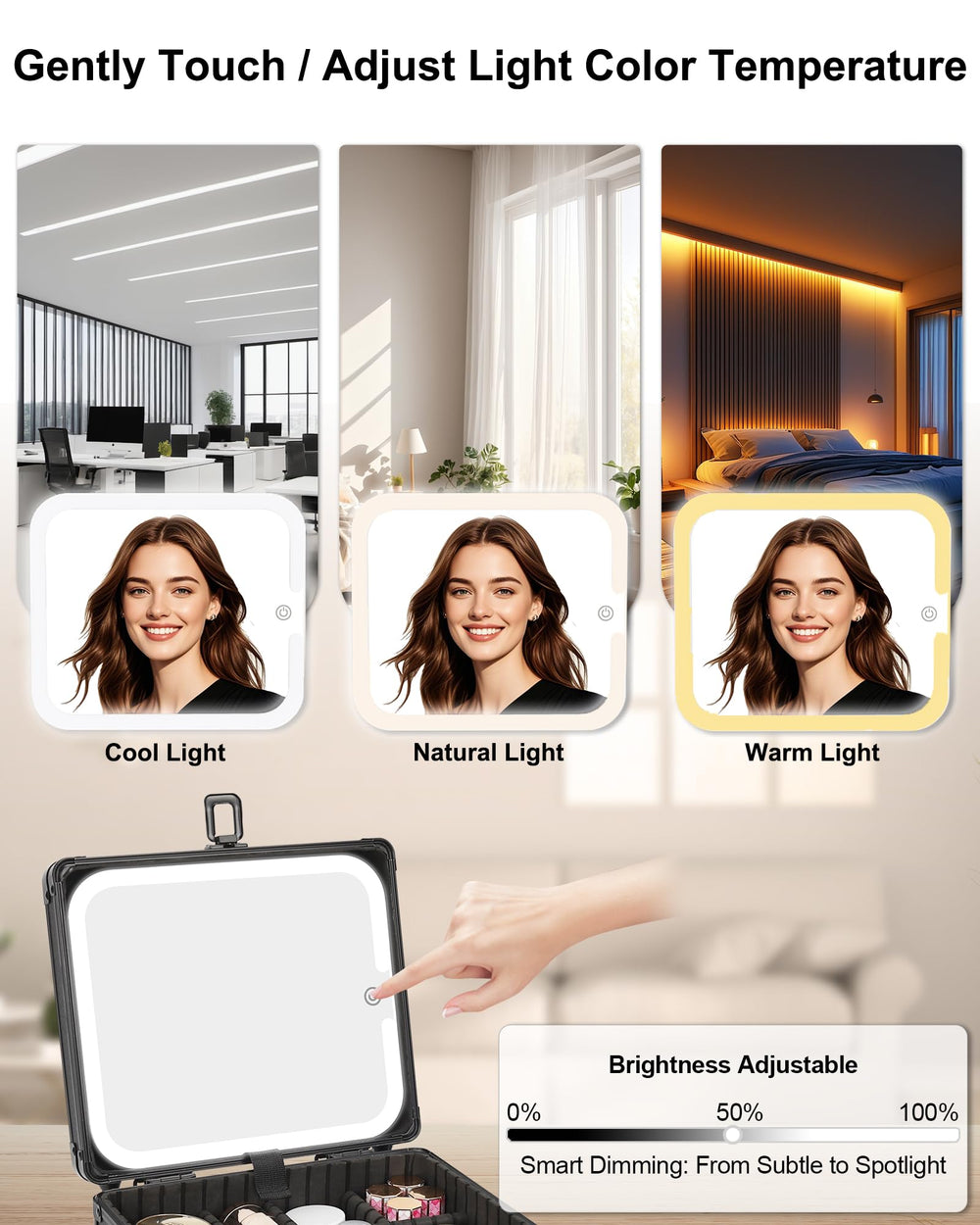 TANTO coffret maquillage avec séparations reglables, rangement optimisé