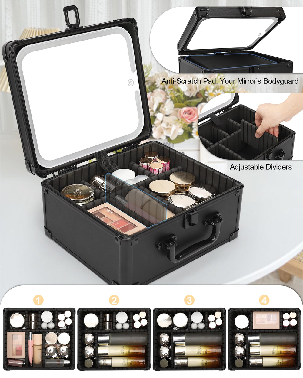 TANTO miroir LED rotation 360 degrés, mise en place rapide