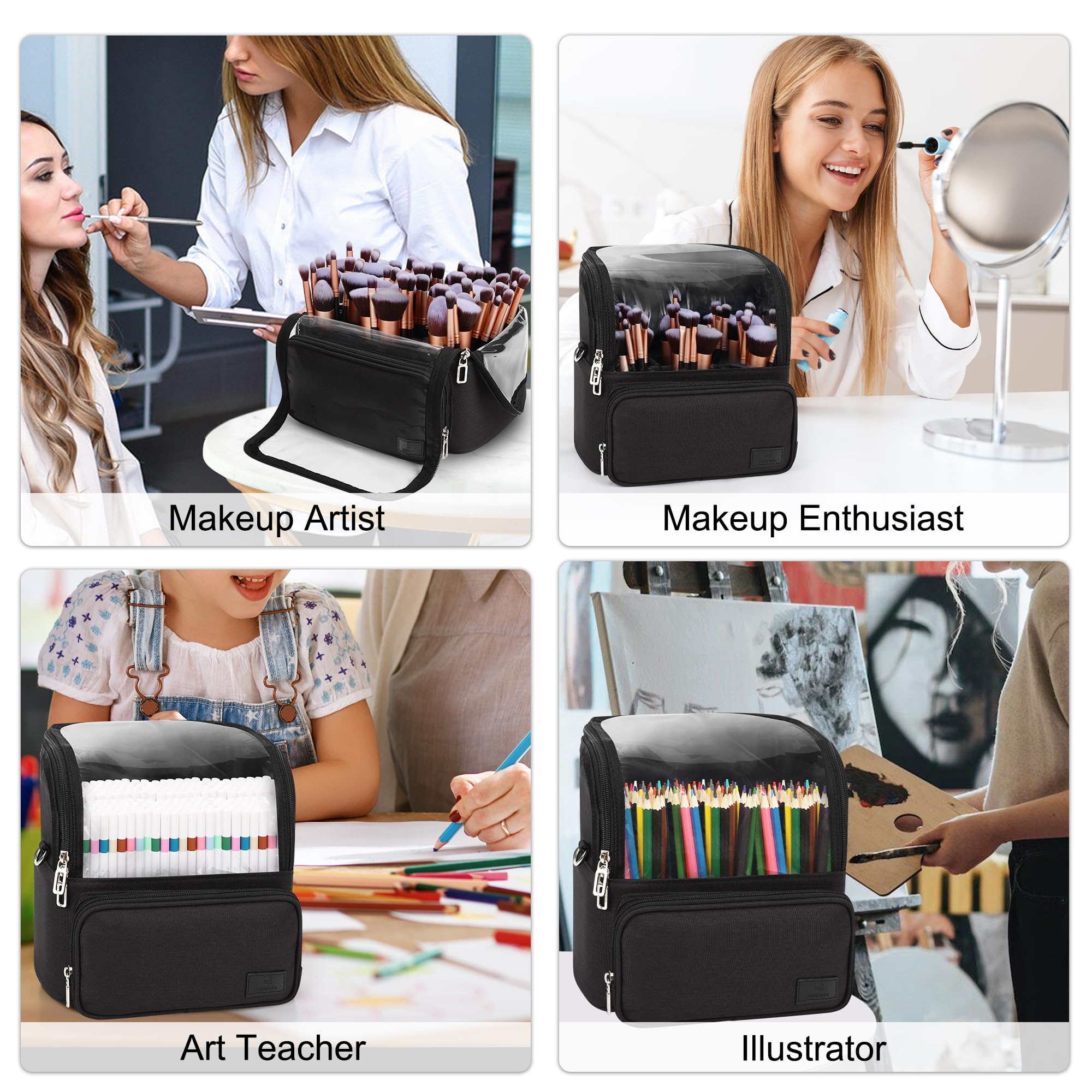 TANTO rangement intégré pour pinceaux et cosmétiques en un seul sac.