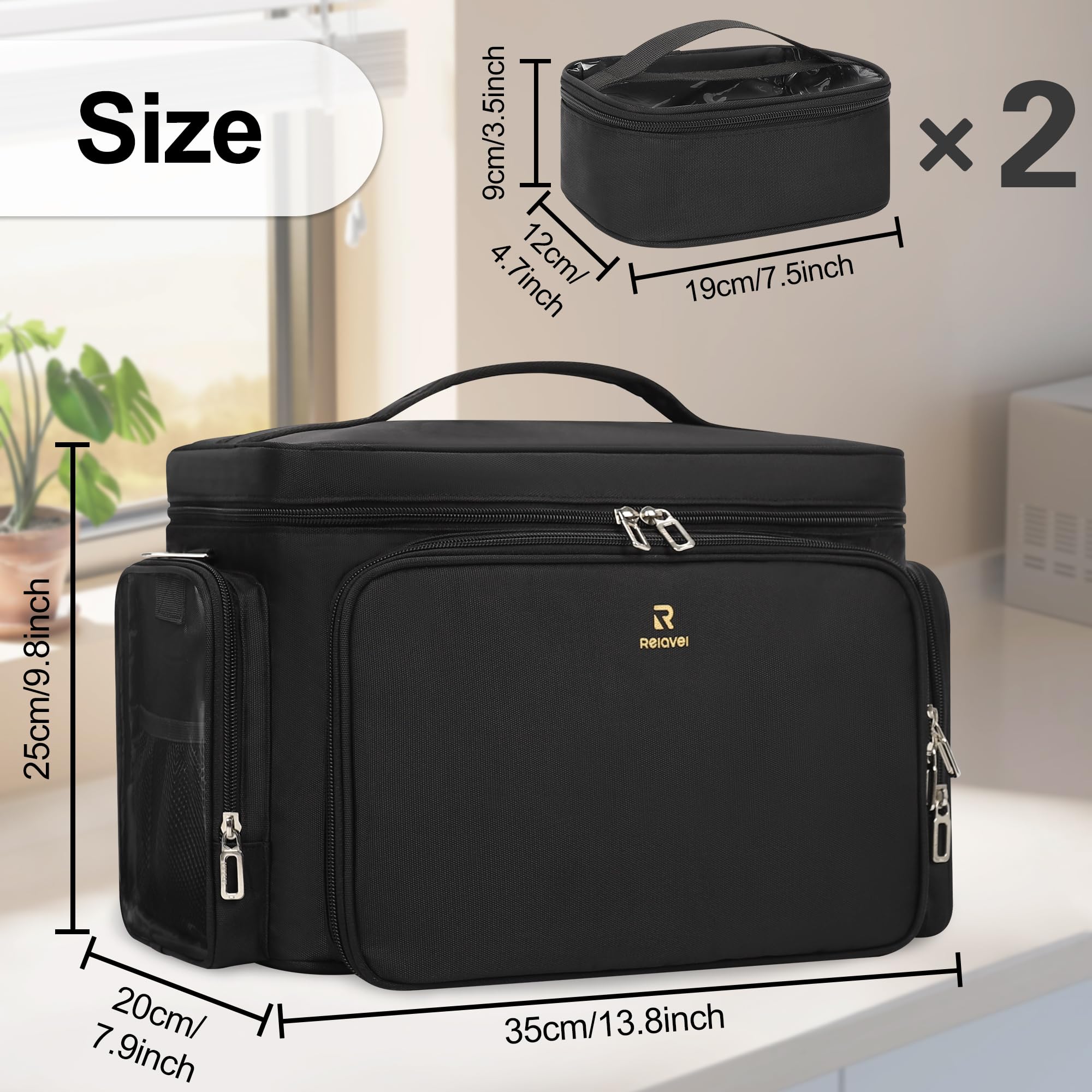 TANTO Sac Maquillage, 2 poches en maille pour articles propres et visibles.