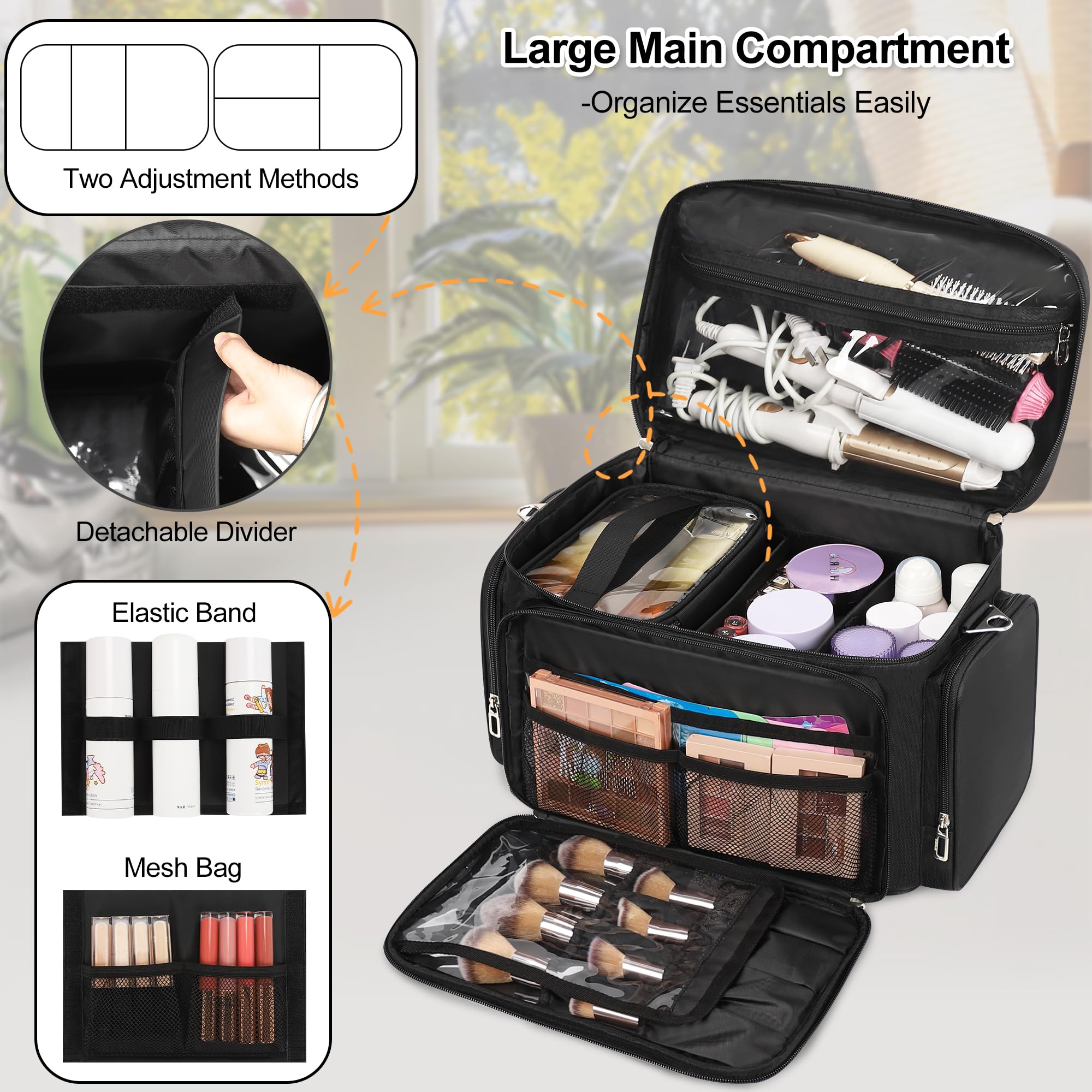 TANTO Sac Maquillage avec diviseurs amovibles, organisation flexible.