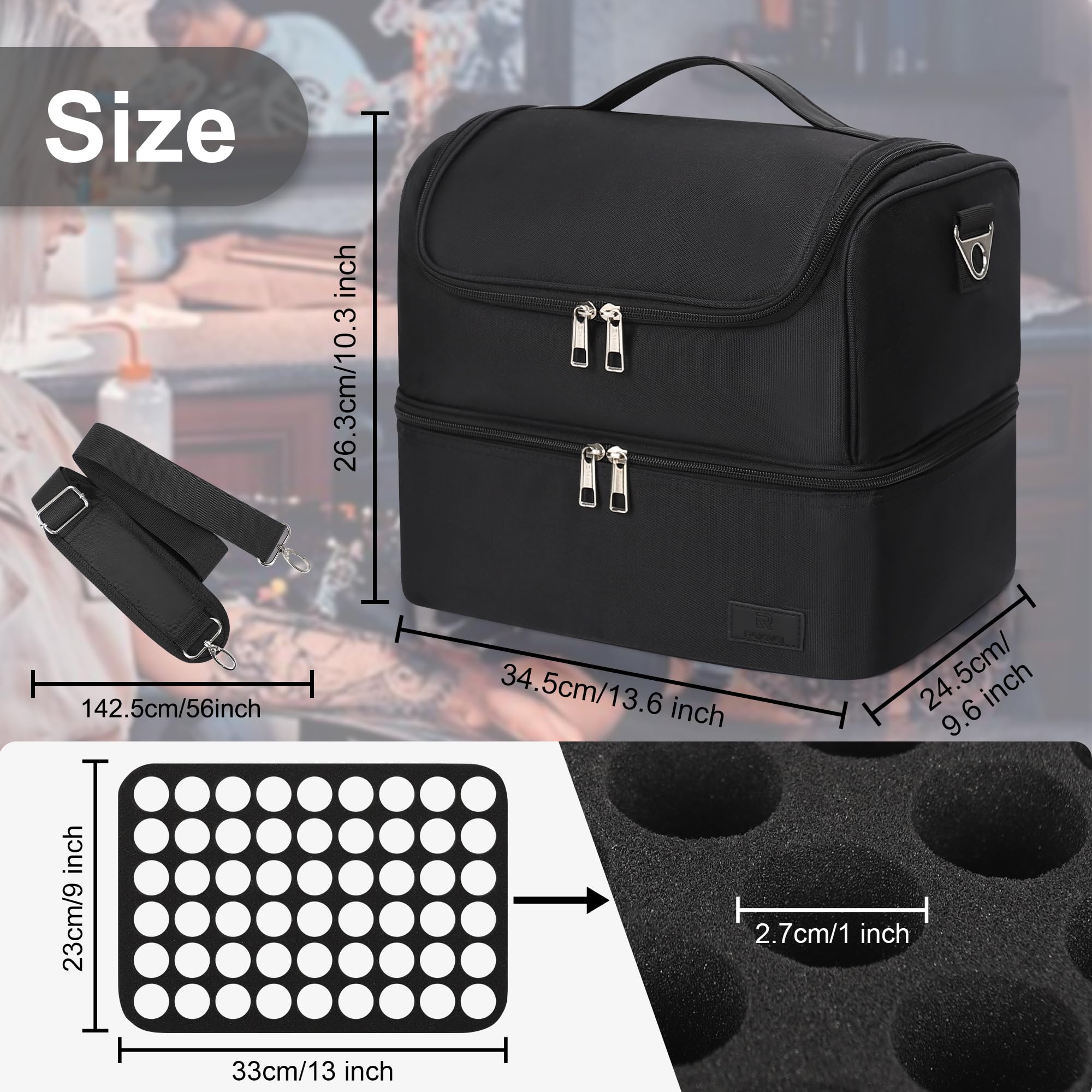 TANTO Tattoo Travel Case: bandouliere amovible pour transport confortable.