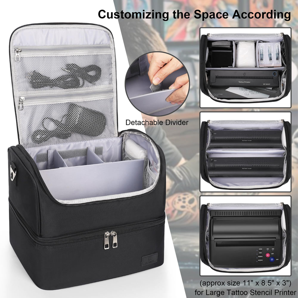 TANTO Tattoo Travel Case: double couche organise imprimante et outils tatouage.