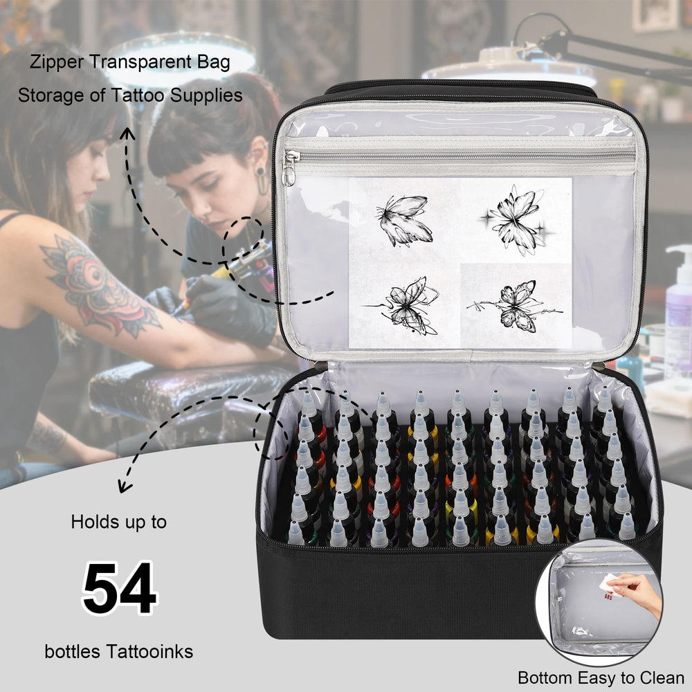 TANTO Tattoo Travel Case: poches zippees et plateaux amovibles pour accessoires.