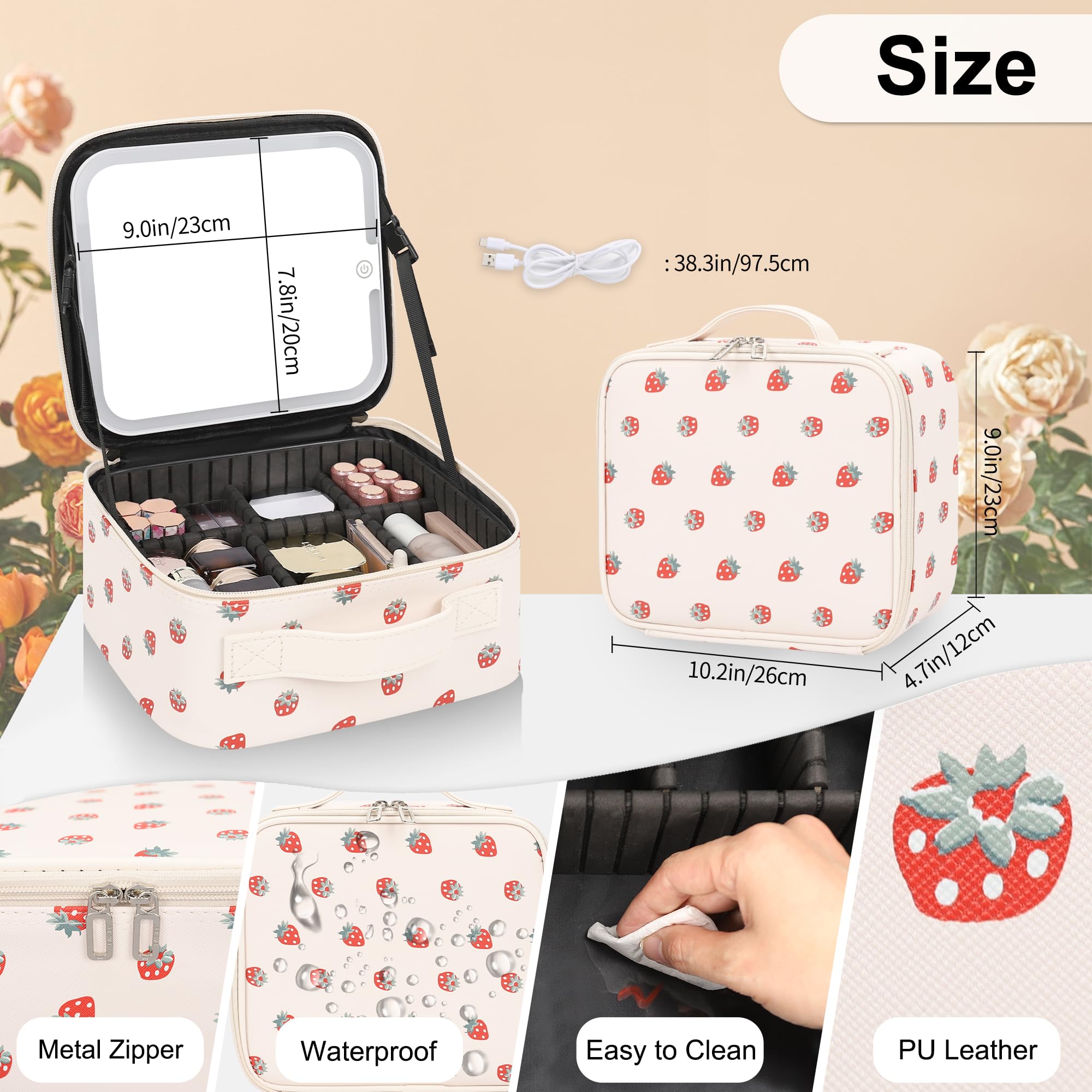 TANTO trousse maquillage imperméable au design rétro et facile à nettoyer