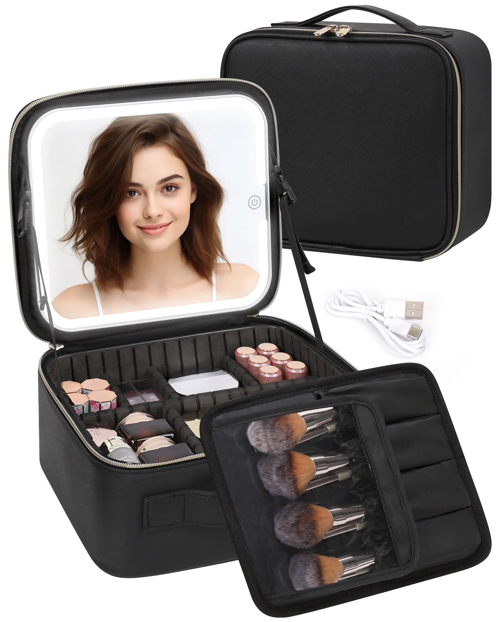 TANTO Trousse Maquillage Miroir LED - vue avant pratique pour voyage
