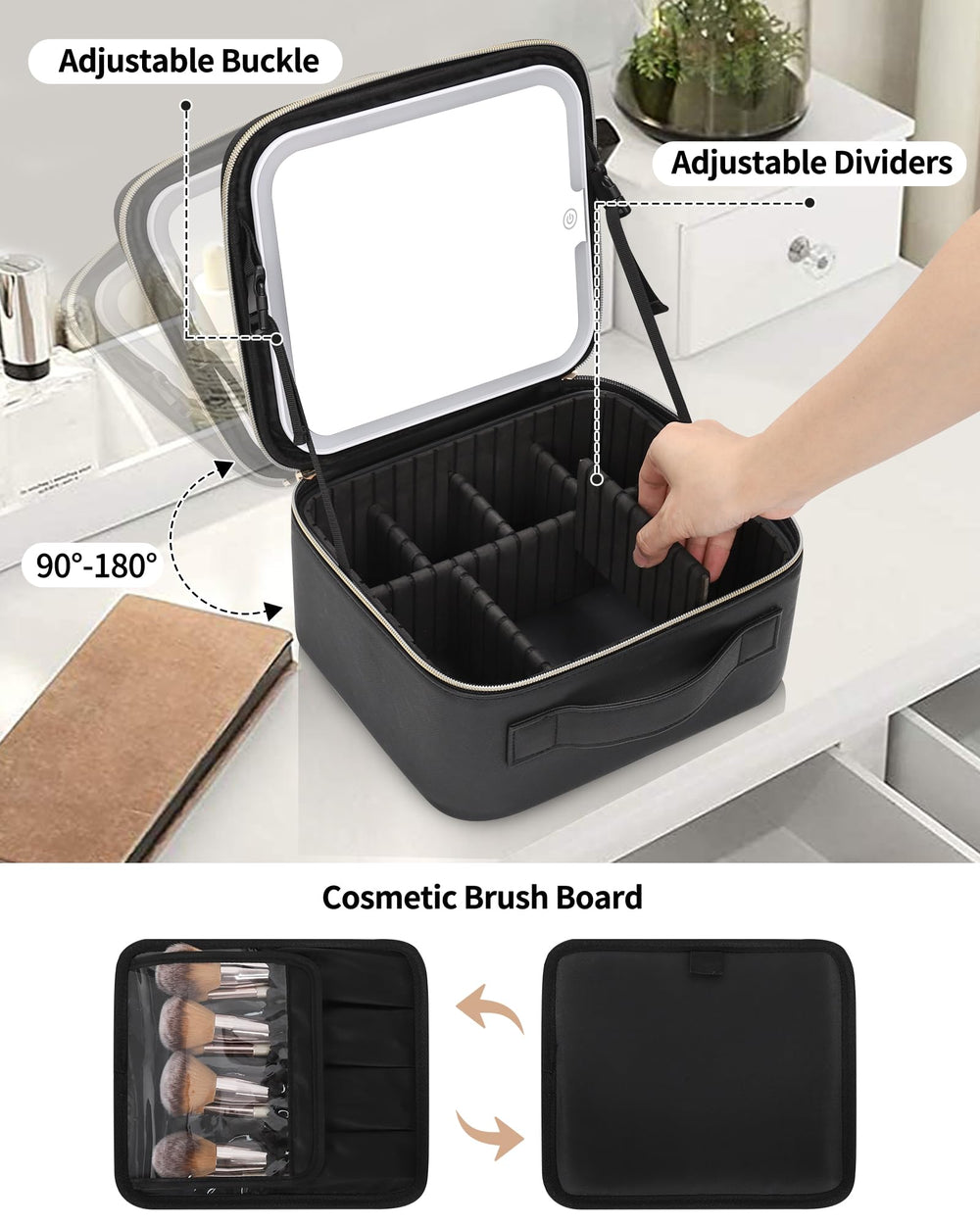 TANTO Trousse Maquillage Miroir LED - batterie intégrée 2000 mAh nomade