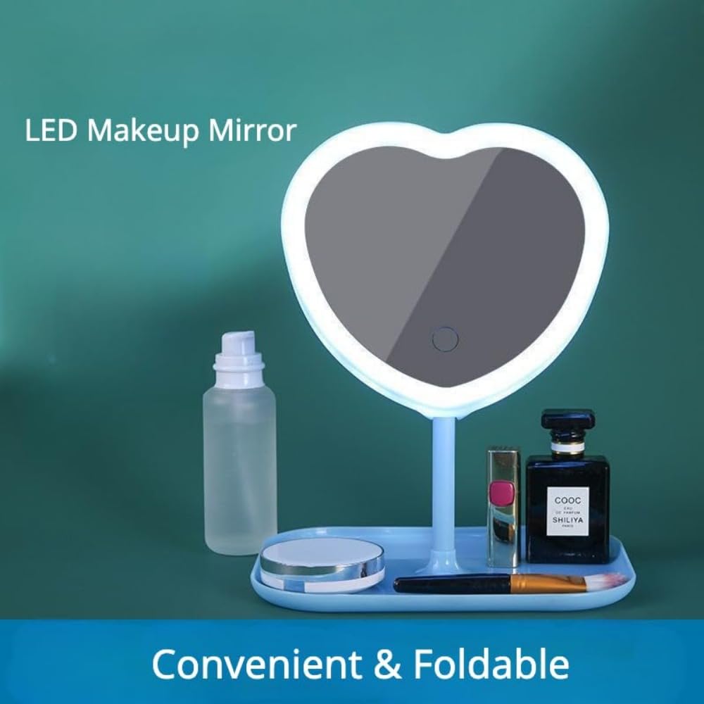 Taolivingmart Miroir vanité cœur LED, cadre chic et fonctionnel.