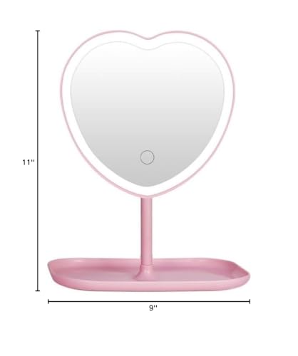 Taolivingmart Miroir vanité cœur, éclairage doux idéal pour les retouches.