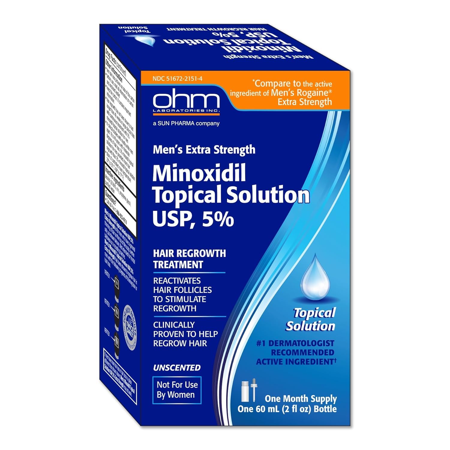 TARO Minoxidil 5% – bouteille avec pipette pour une application précise.