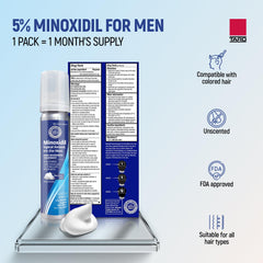 Aérosol Minoxidil TARO: canette compacte pour applications ciblées du cuir chevelu.
