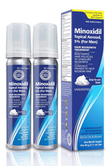 TARO Minoxidil mousse-aérosol 5% : application rapide sur le cuir chevelu.